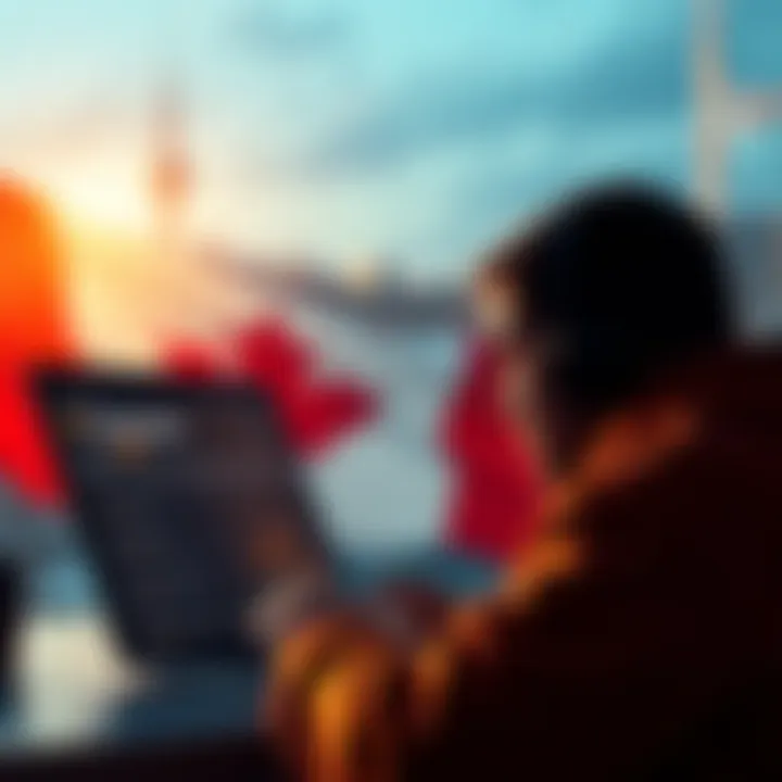 A person looking at a laptop screen displaying cryptocurrency exchange options with a Canadian flag in the background