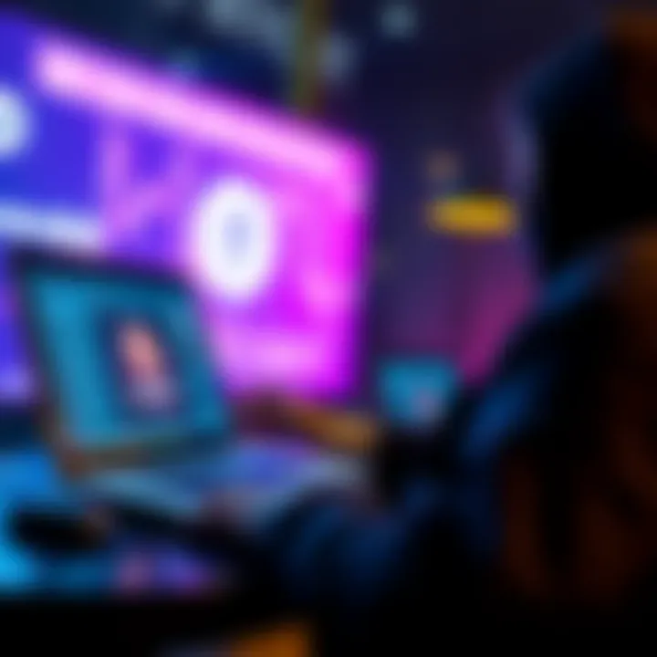 A person using a laptop to explore ways to purchase Monero anonymously, with symbols of Revolut and Bank Transfer on the screen.