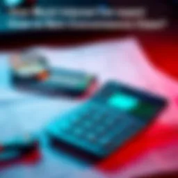 A calculator with investment papers showing interest calculations and earnings expectations
