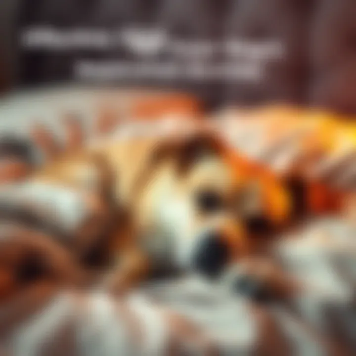 A relaxed dog resting on a soft bed while its owner is away, looking peaceful and secure