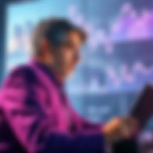 A focused investor looking at long-term charts with confidence, surrounded by calming visuals of nature