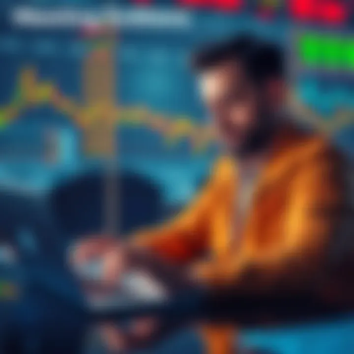 A relaxed individual checking market data on a laptop with a calm expression, symbolizing peace of mind in investments.
