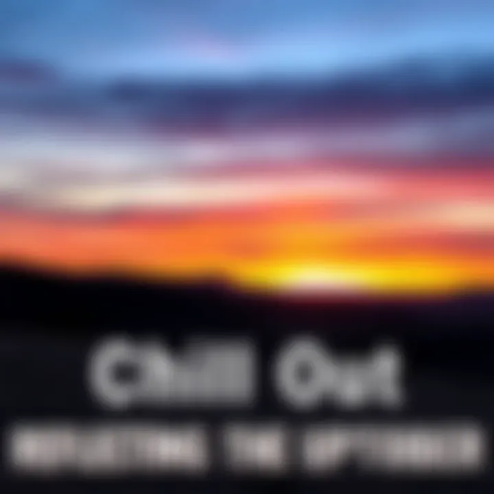 A peaceful sunset casting warm colors over a quiet landscape, symbolizing reflection and relaxation at the end of UPTOBER.