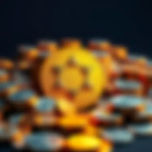 Visual representation of Cardano logo with piles of minted ADA coins, highlighting the recent controversial minting event.