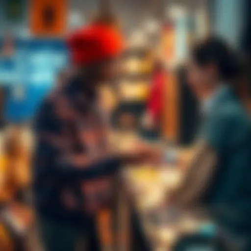 A customer pays in cash at a small local shop, supporting the business directly while avoiding card fees.