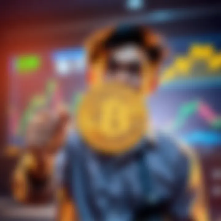 A small-time trader holding a Bitcoin symbol, expressing excitement about reaching 0.0069 BTC and aiming for higher goals.