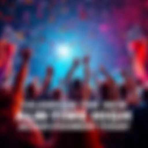 People celebrating a significant milestone with confetti and banners for an all-time high achievement.