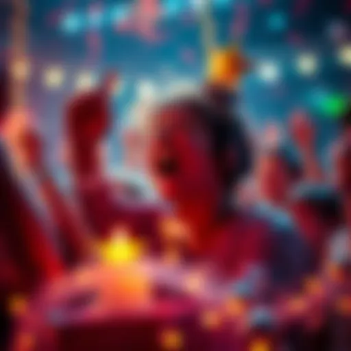 Fans celebrating the success of the Solana song Sol Sorry with music notes and festive decorations