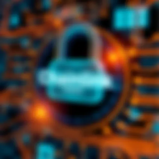A graphic showing Chainlink's logo with a digital lock, symbolizing security and compliance in cryptocurrency.