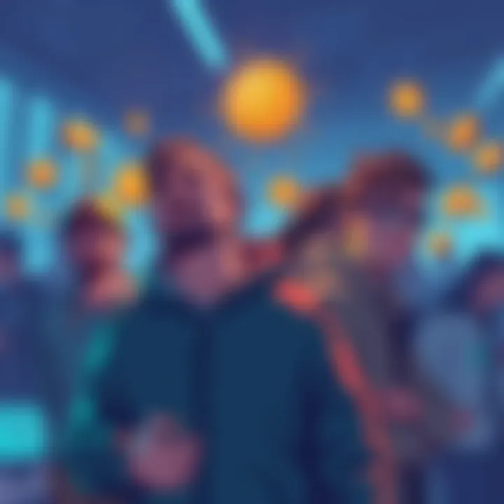 Illustration depicting users evaluating Changelly's fund handling practices, showcasing skepticism and crypto exchanges