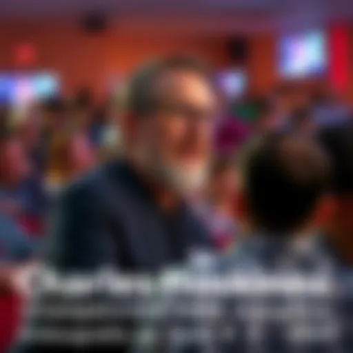 Charles Hoskinson speaking at a surprise AMA event, engaging with a crowd of followers and enthusiasts.