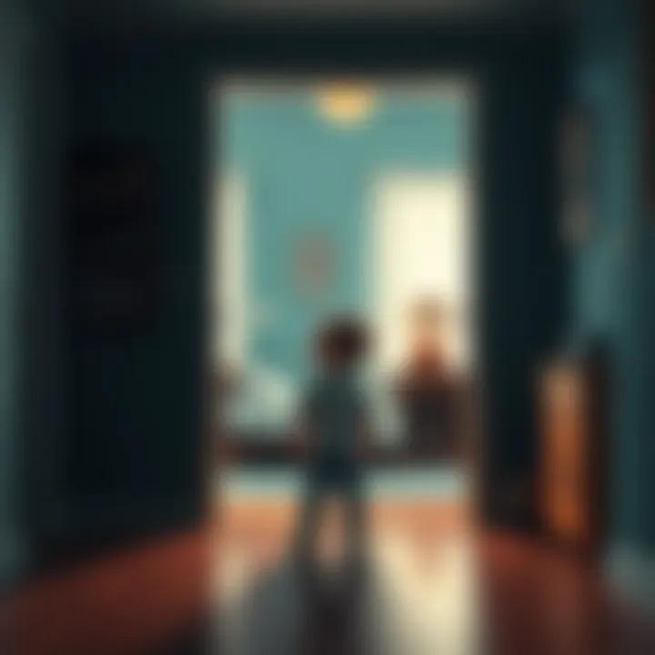 A child stands at the doorway of a childhood bedroom, looking hopeful and curious about its availability.