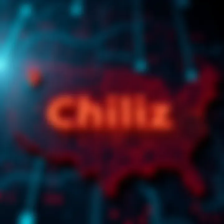 Chiliz logo overlaying a map of the United States with crypto symbols