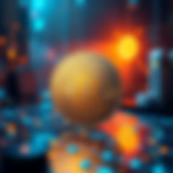 Illustration of a digital coin symbolizing CKB, featuring a quantum-resistant design, with a backdrop of quantum computing elements.