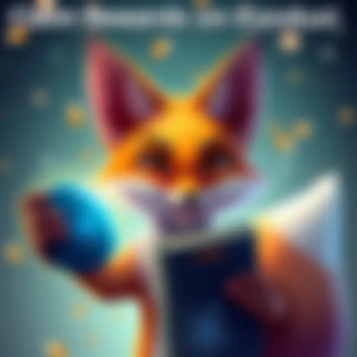 A friendly fox holding a digital wallet, inviting people to send atom for claiming rewards