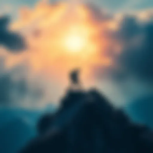 A person climbing a mountain with determination, symbolizing the journey to success and overcoming challenges.