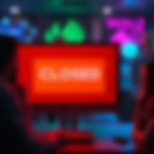 A computer screen displaying a message about a closed Kraken account with worried people in the background.