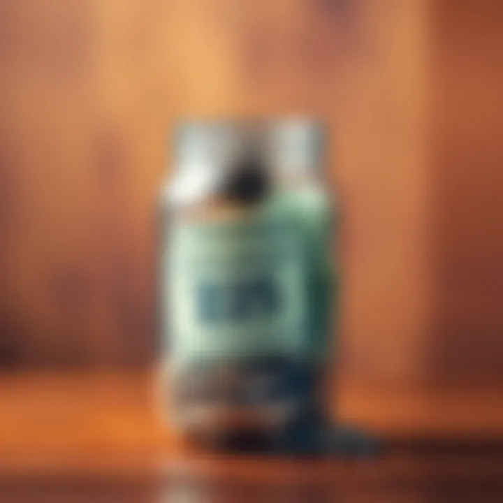 A glass jar filled with stacks of $25 bills, symbolizing daily savings.
