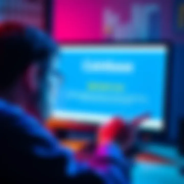A frustrated person looking at a computer screen showing a Coinbase account closure notice, symbolizing asset loss and user frustration.