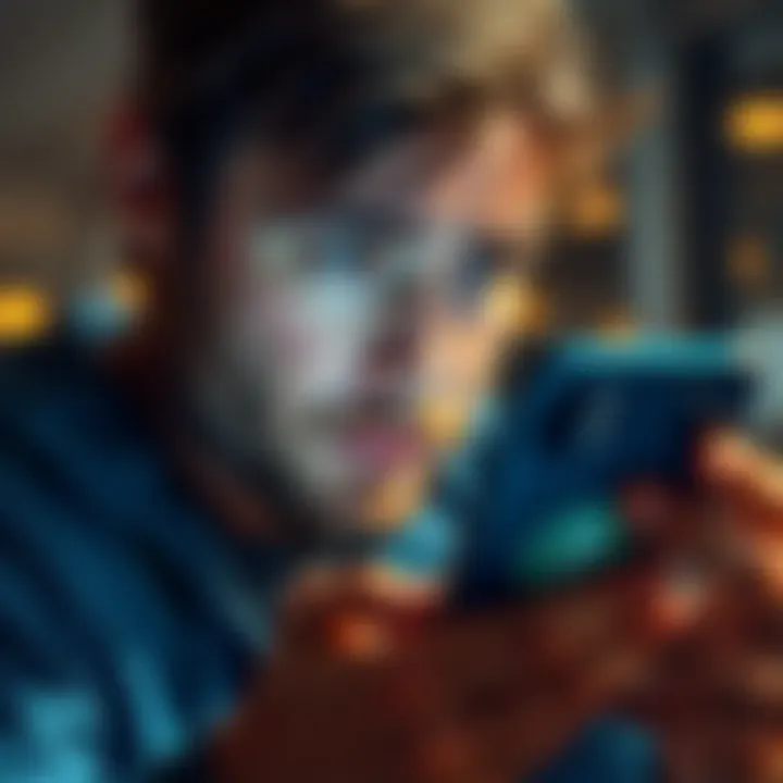 A frustrated customer looking at their phone while showing a Ledger hardwallet with a Bitcoin logo, representing confusion about bitcoin transfers.