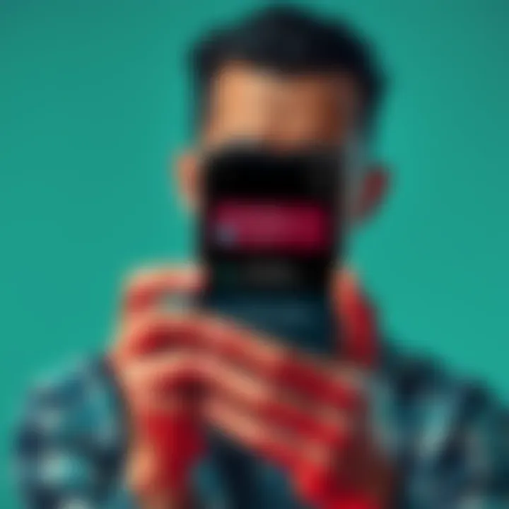 A worried individual holding a phone displaying spam call notifications and personal data alerts, representing security issues after the Coinbase breach.