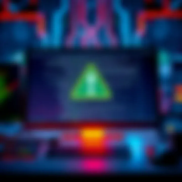 A graphic showing a computer screen with a warning symbol, indicating a data leak affecting Coinbase users