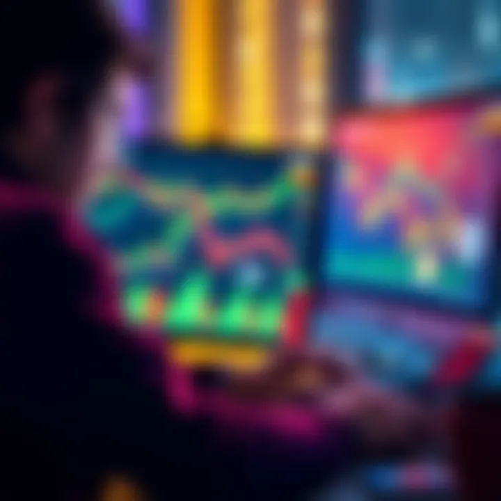 Individual examining digital currency trends and earnings on their laptop
