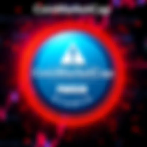 A graphic showing CoinMarketCap logo with a warning symbol and a paused status message regarding supply updates, indicating a potential glitch or misinformation.