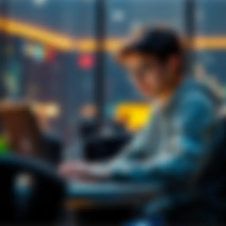 A college student reviews crypto trading on a laptop, examining Coinbase and other platforms for strengths and weaknesses.
