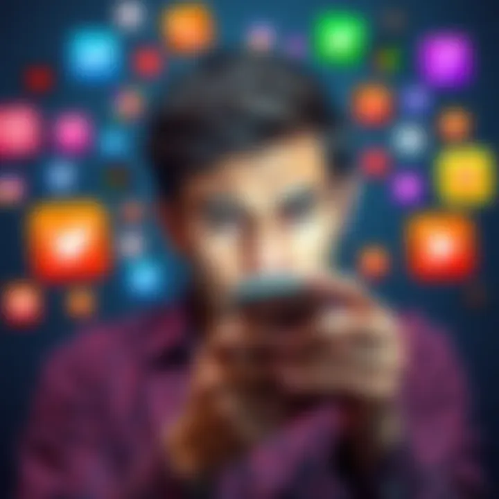 A person looking at a smartphone with a frustrated expression, surrounded by app icons, representing common app issues and solutions.
