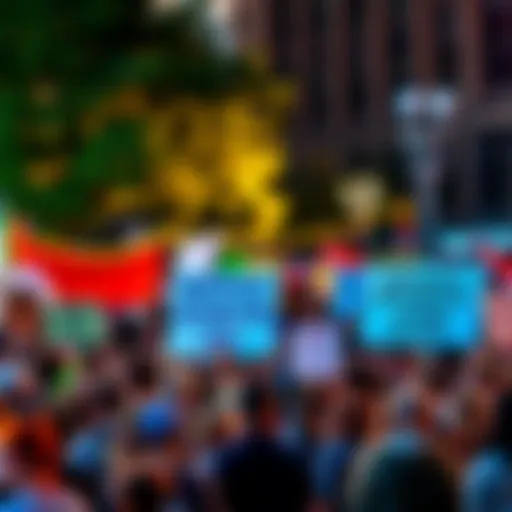 Group of people at an outdoor event holding signs to support a special cause in 2025