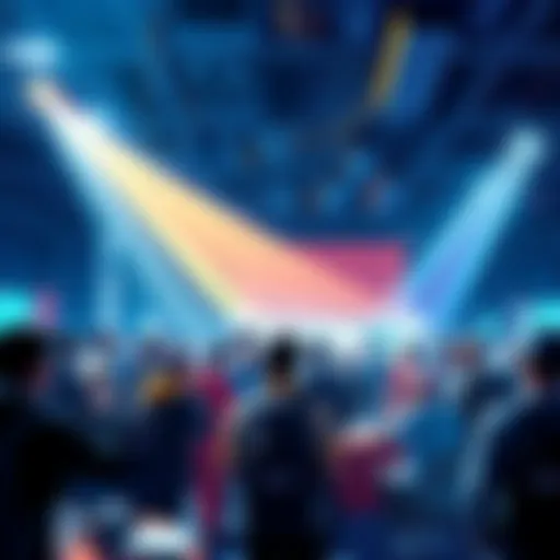 A group of people actively mining and discussing RVN coin growth at a rally