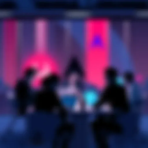 A group of people collaborating around a table with laptops, discussing ways to support the Monero network, showing engagement and teamwork.