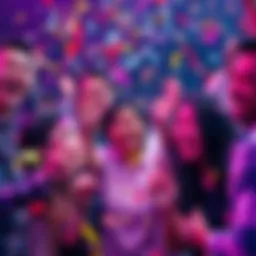 A vibrant scene of people celebrating together with confetti and smiles, showcasing the excitement of a return.