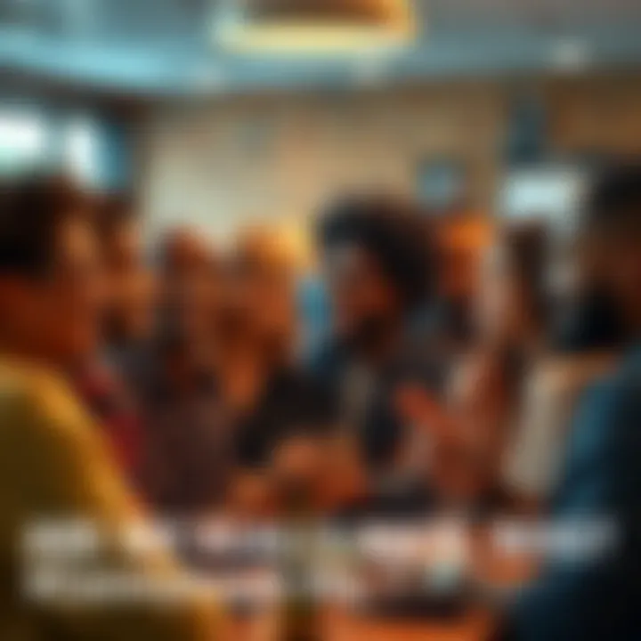 A group of people engaged in a lively discussion, showing diverse expressions and thoughts about trends and sentiments in their community.