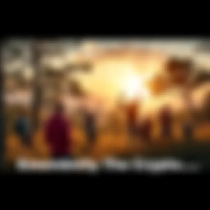 A group of people engaging in outdoor activities, promoting natural living and community spirit, set against a backdrop of trees and nature.