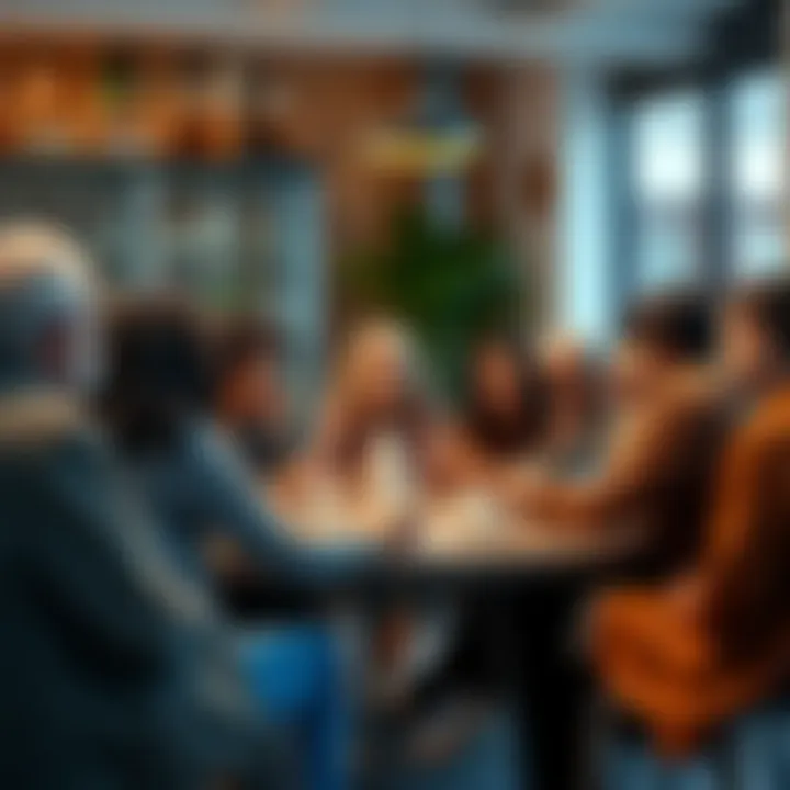 A group of diverse people discussing investment strategies in a community setting, highlighting alternative retirement plans.
