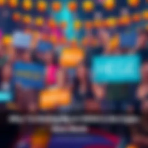 A diverse group of people holding signs and banners promoting $HEGE, showcasing their enthusiasm and commitment, with colorful decorations in the background.