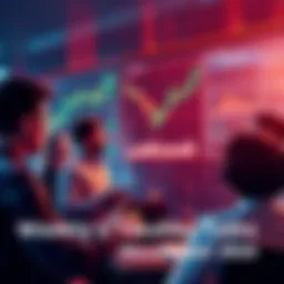 Group of people discussing trading strategies focused on Solana, with charts and graphs in the background