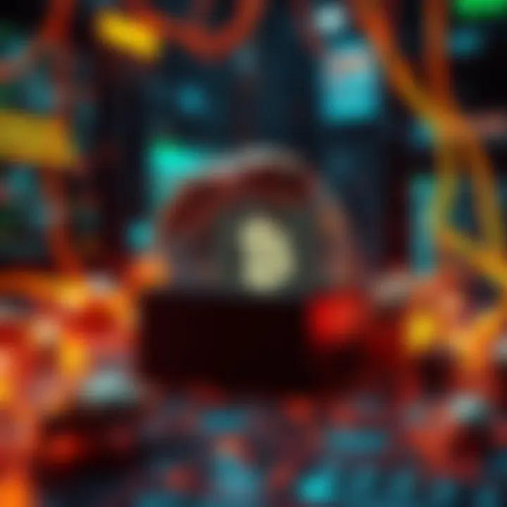 A visual representation of a honeypot trap with a digital theme, showing bait to lure in individuals in a tech environment.