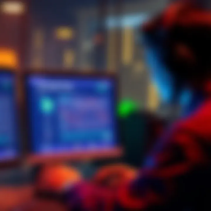 A person looking at a computer screen with a Blockchain explorer open, trying to find information to request money back.