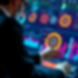 A business professional setting targets on a digital dashboard for Conversion Rate Optimization at year-end.