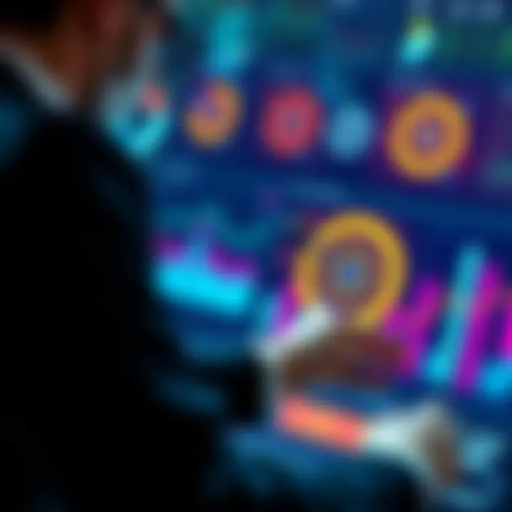 A business professional setting targets on a digital dashboard for Conversion Rate Optimization at year-end.