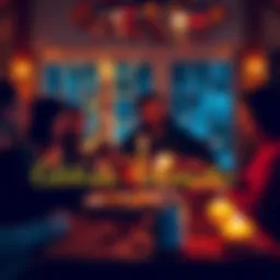 A warm gathering of friends and family enjoying a fall evening with candles and autumn decorations.