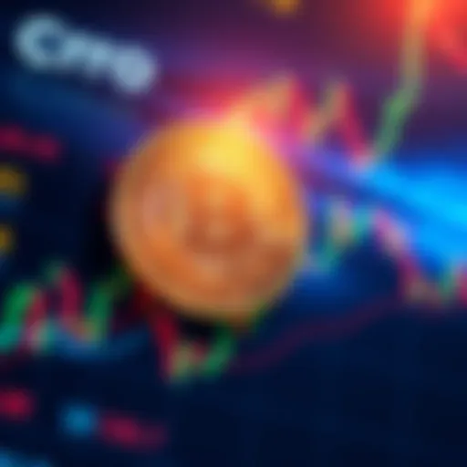 A digital trading chart showing CRO coin prices fluctuating, highlighting a hopeful upward trend after recent lows.