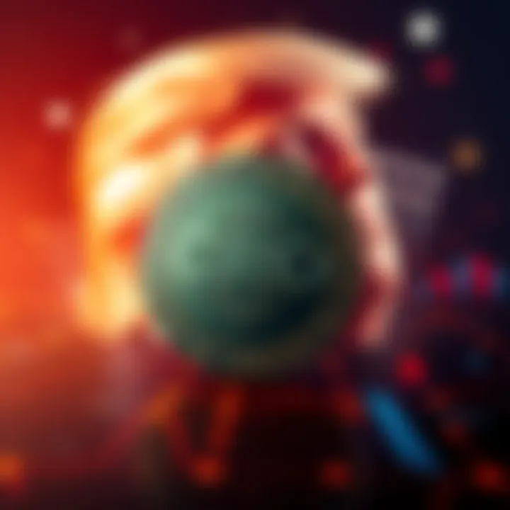 CRO token graphic with hints of Donald Trump’s image in the background, showing rising trends in finance and sports.