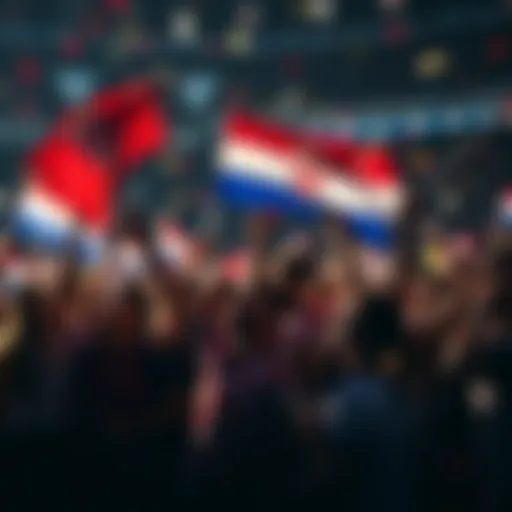 Croatian national soccer team announces cryptocurrency rewards for fans, showing fans celebrating with flags and digital tokens.