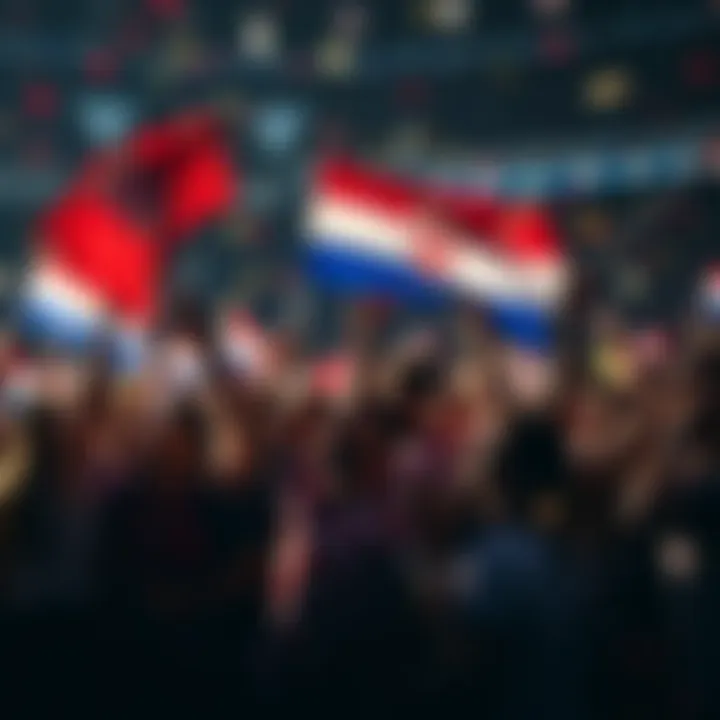 Croatian national soccer team announces cryptocurrency rewards for fans, showing fans celebrating with flags and digital tokens.