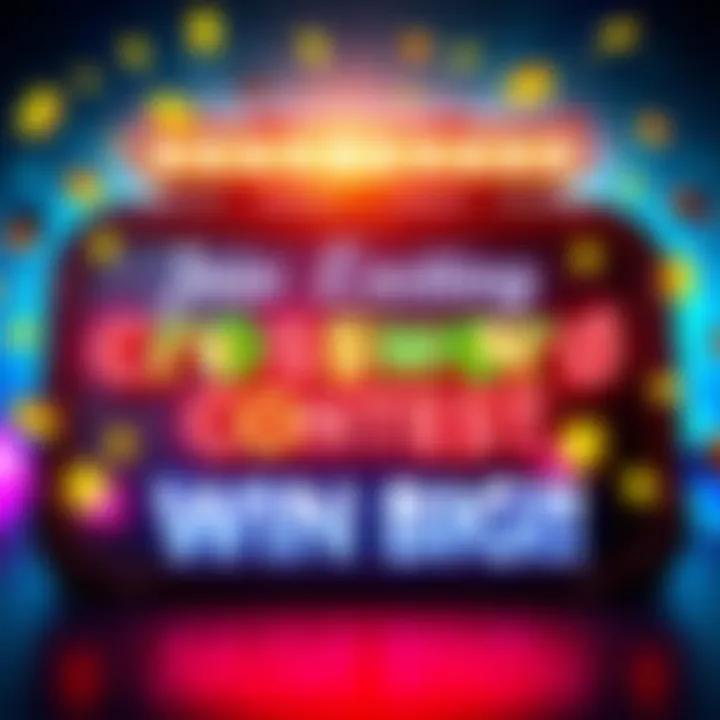 A colorful graphic promoting a crossword contest with hints of excitement and prizes, featuring crossword blocks and a prize-winning theme.