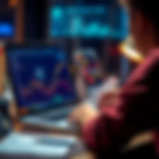 A person looking at a laptop screen with cryptocurrency charts and notes, representing the journey of a beginner in the crypto market.